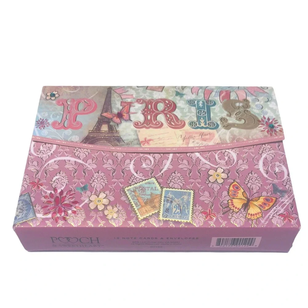 Pooch & Sweetheart Butterfly Pink Paris Embellished *Pouch (90122) (No Cards)
